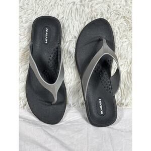 Okabashi Flip Flop Sandals Women Size M-L Black Silver